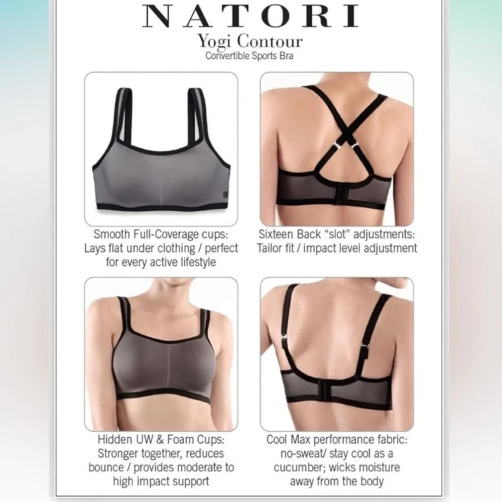 Natori Gray Sports Bra with Racerback Design 34G